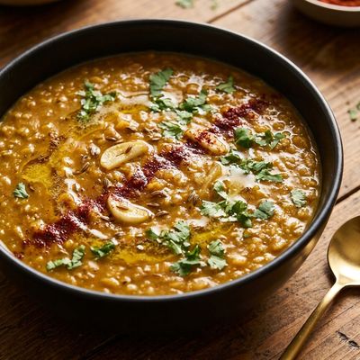 Red Lentil Dal with Garlic Tadka