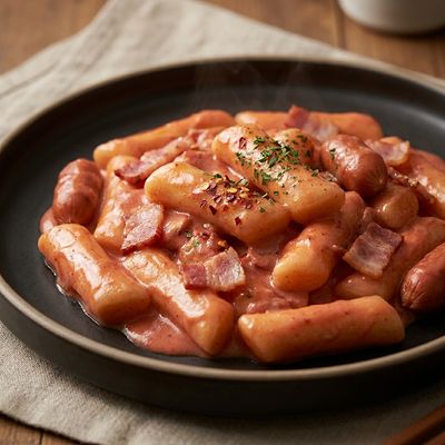 Rose Tteokbokki with Cream and Gochujang