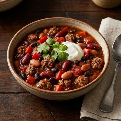 Slow Cooker Beef and Three-Bean Chili