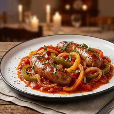 Slow Cooker Sausage and Peppers in Marinara