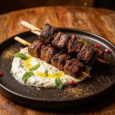 Spiced Lamb Skewers with Yoghurt