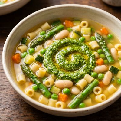 Spring Vegetable Minestrone with Basil Pesto