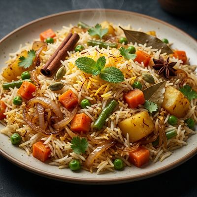 Vegetable Biryani with Basmati and Whole Spices